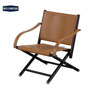 Good price No Electric Italian Designer Light Luxury Living Room Folding Chair Portable Leather Wood Recliner Armchairs Villa Home online
