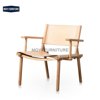 Good price Saddle Leather Nordic Designer Dining Chair Light Luxury Simple White Ash Wood Imported Armchair for Restaurant Meetings online