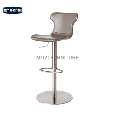 Good price MOYI Nordic Bar Furniture Horse Saddle Leather Chair Swivel High Scandinavian Bar Stools for Restaurants and Clubs online