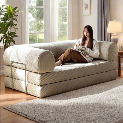 Good price MOYI Modular Nordic Orange Lounge Frameless Sofa Bed Compressible Foam Sponge Sofa online