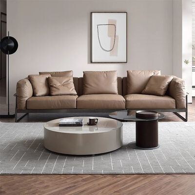 Good price Modern Advanced Down Leather Sofa Italian Minimalist Villa Living Room Creative Luxury Sofa Set online