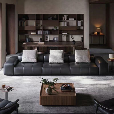 Good price Light Luxury Living Room Leather Sofa Italian Minimalist New High-end Villa Living Room Furniture Straight Sofa Set online