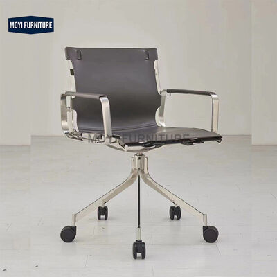 Good price Modern Luxury Office Furniture Stainless Steel Lifted Rotation Wheeling Study Chair Armrest Dining Chair online