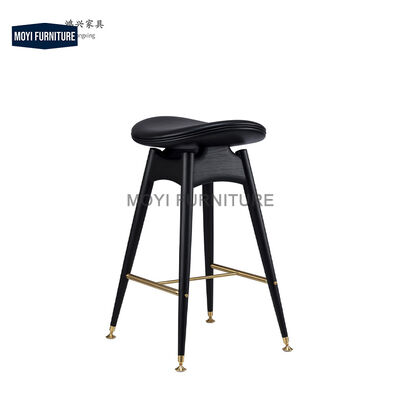Good price MOYI Produce Direct Sales Linen Backrest Ash Wood bar Stool High Chair Soft Bag Cushion Free bar Cafe Shop Hotel online