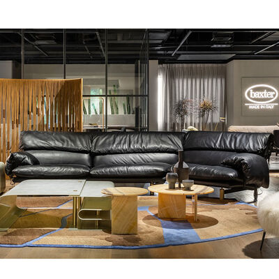 Good price Italy Modern Sectional Sofa Baxter Jo Modular Sofa Set Black Leather Couch Leisure Sofa online