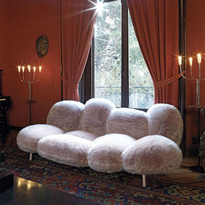 Good price Modern Italian Design Soft Comfortable Pink Fluffy Faux Fur Sofa Couch for Home Villa Apartment Living Room Showroom Hotel Hall online