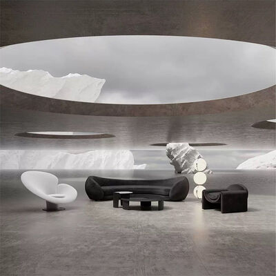 Good price Minimalist White Fabric Half Moon Shape Sectional Sofa Modern Round Couch Hotel Lobby Circular Sofa Special Shaped Cashmere Sofa online