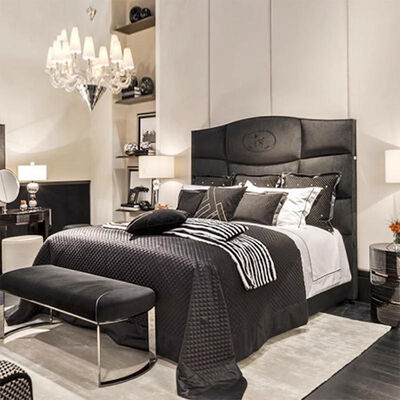 Good price Italian Bed Room Furniture Tall Headboard Bedroom Set Furniture Bed Sets Luxury Bedroom king Size Bed online