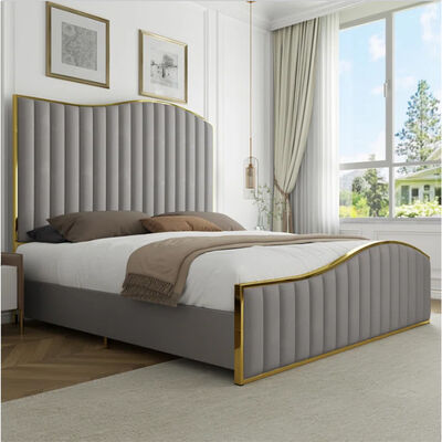 Good price Sleeping Modern Design Queen King Size Velvet Upholstered Platform Bed online