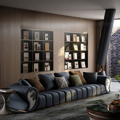 Good price Italian Leather Light Luxury Sofa Set Modern Designer Simple Curved New Import for Villa Living Room Sponge Filling Material online