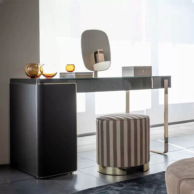 Good price MOYI Nordic Simple Wood Frame Metal Leg Dresser Dressing Table With Mirror Hotel Bedroom Makeup Vanities Furniture online