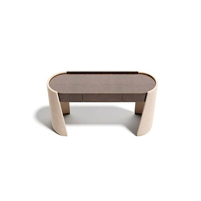 Good price MOYI Luxury Dressing Table Stainless Steel Makeup Table Bedroom Furniture Storage Microfiber Leather Embroidery With Mirror online